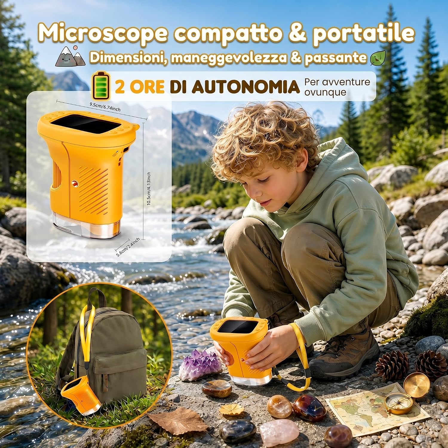 Detalle de OAEBLLE Microscopio Bambini 4K 1000X: microscopio digitale portatile per bambini 3–12 anni