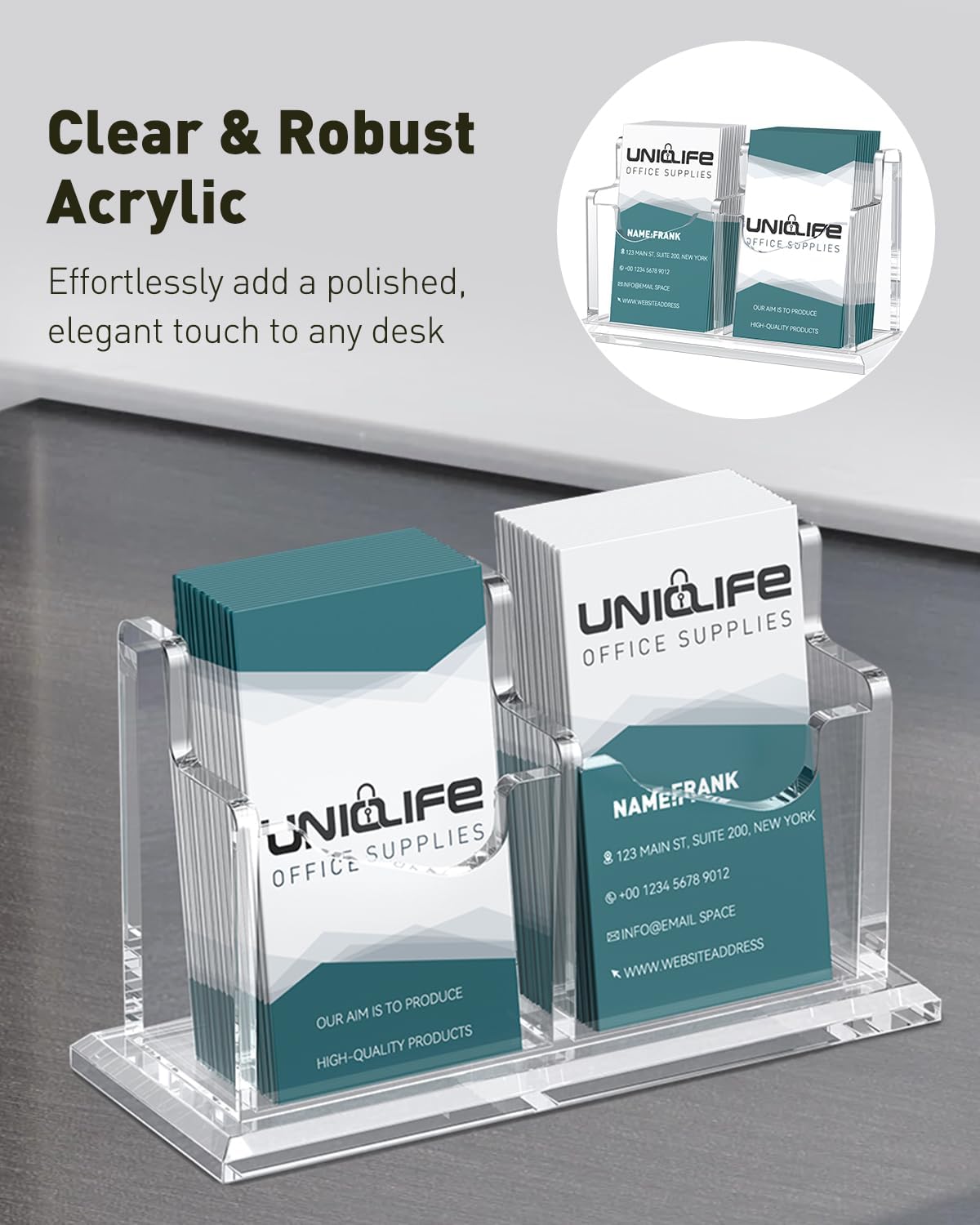 Thumbnail 4 de Uniclife porte-cartes en acrylique transparent, 2 emplacements (capacité jusqu’à 120 cartes)