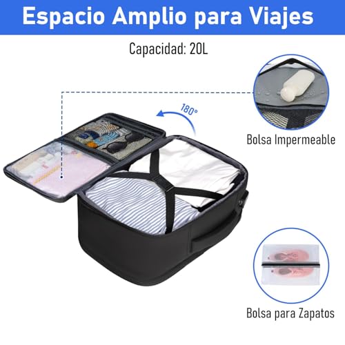 Detalle de Taygeer Mochila de cabina 40x30x20 para Ryanair y aerolíneas