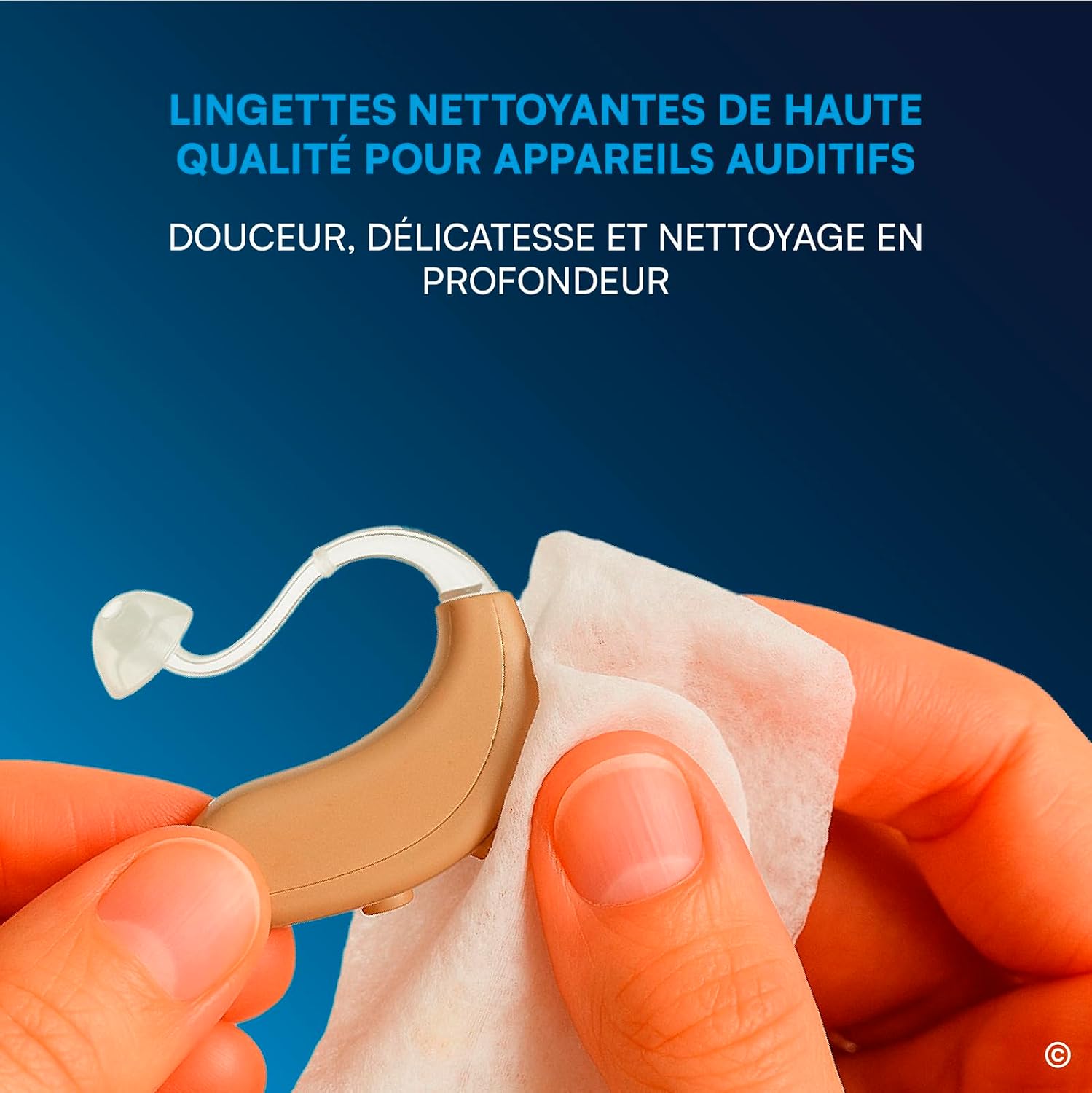 Detalle 2 de 200 lingettes humidifiées Udiclean, emballées individuellement, pour appareils auditifs et implants cochléaires