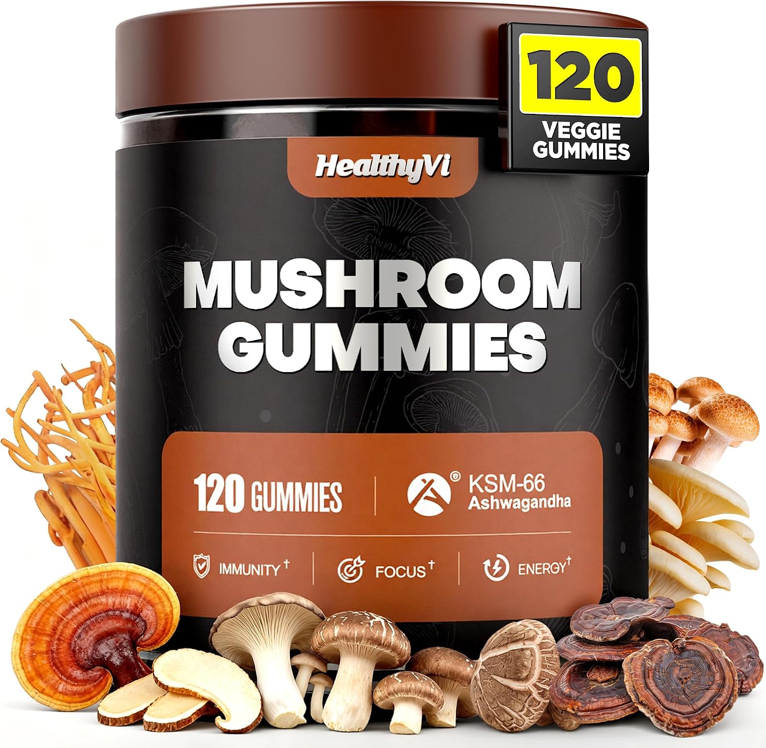Detalle de HEALTHYVI Mushroom Gummies, 10-in-1