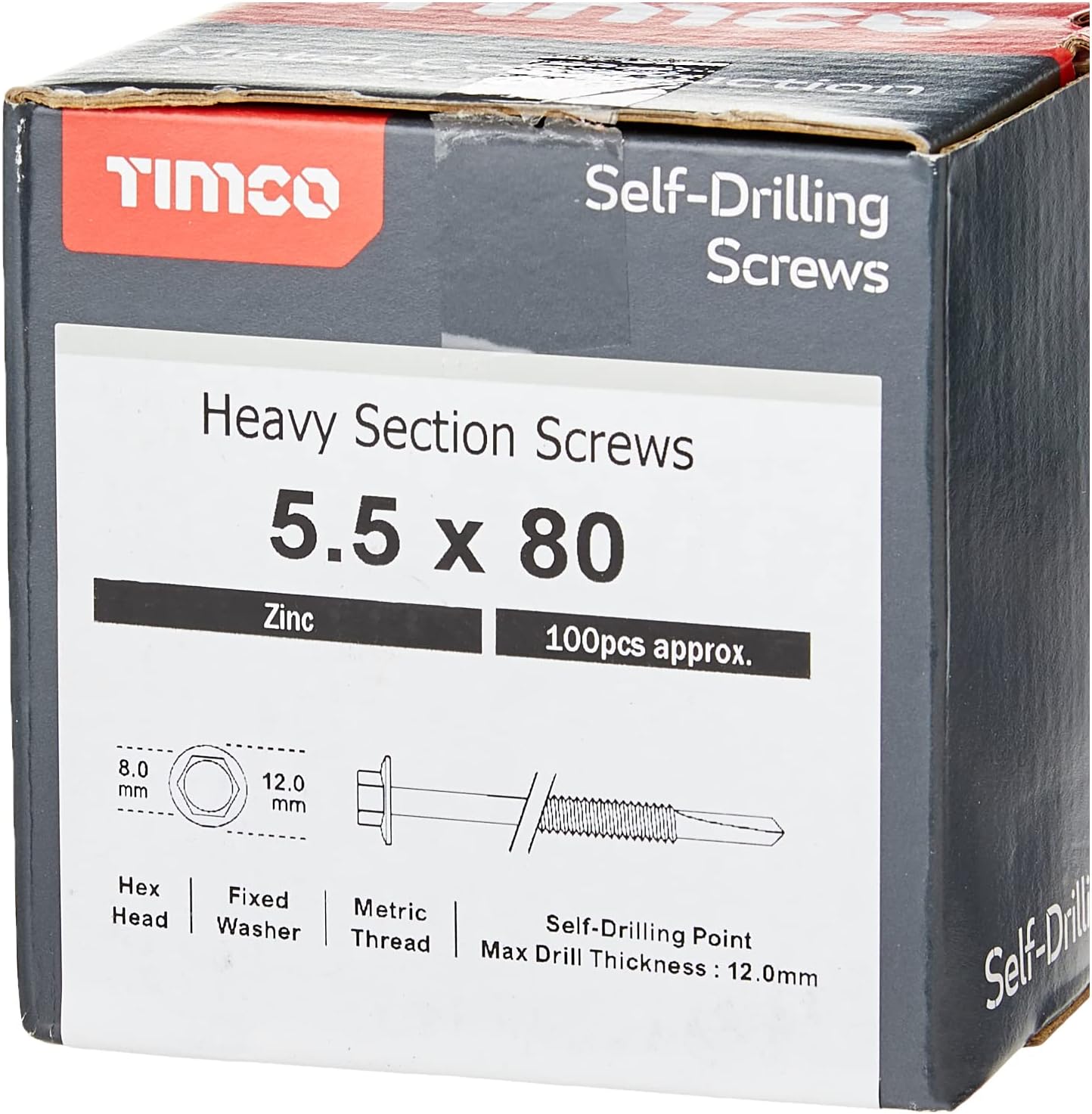 Detalle 2 de TIMCO Vis 5,5 x 80 mm Autoperceuse pour acier