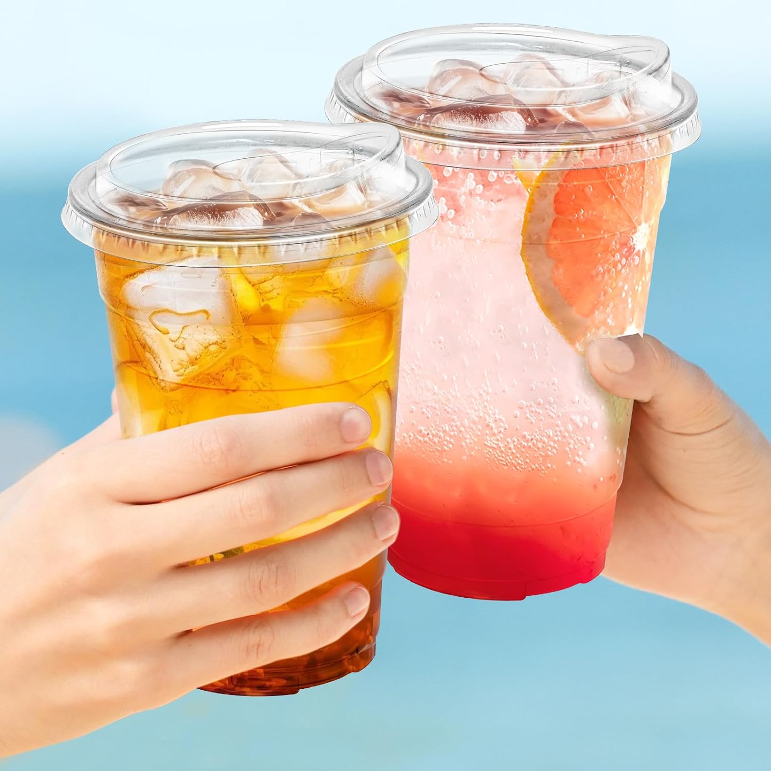 Thumbnail 6 de Clawsoff 20 oz Clear Plastic Cups with Lids (100 Pack) — Sturdy, Leak-Resistant, BPA-Free for Cold Beverages