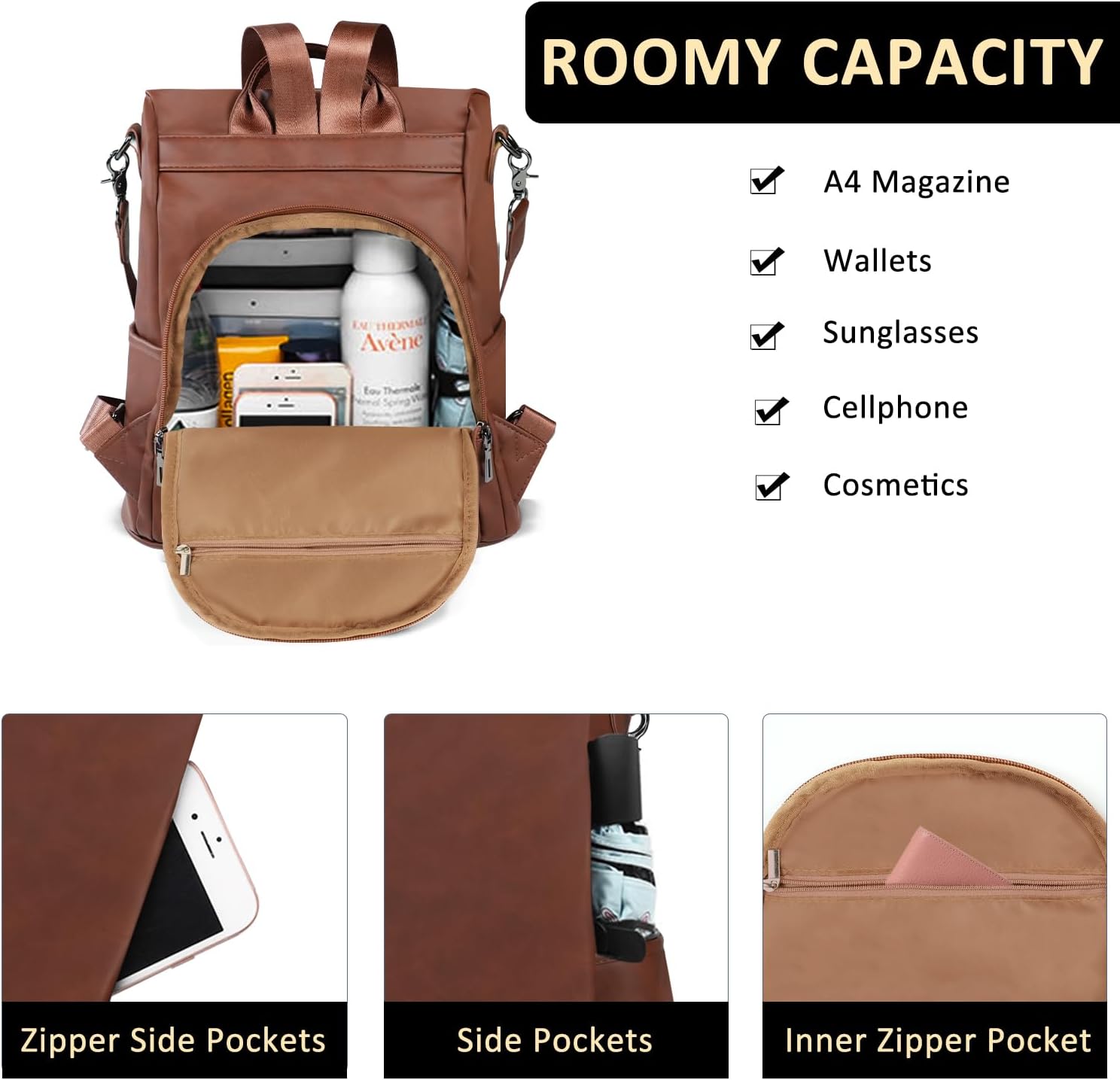Thumbnail 3 de Fmeida Backpack Womens Anti Theft Rucksack 32cm