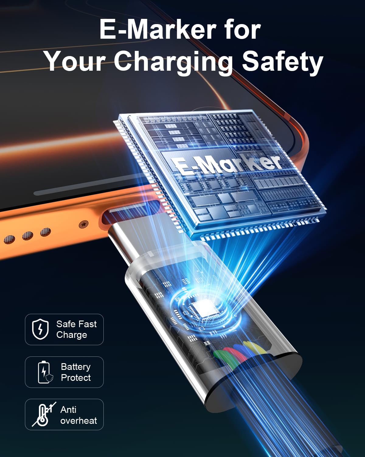 Detalle de 2-Pack 10ft 240W USB-C to USB-C Cable