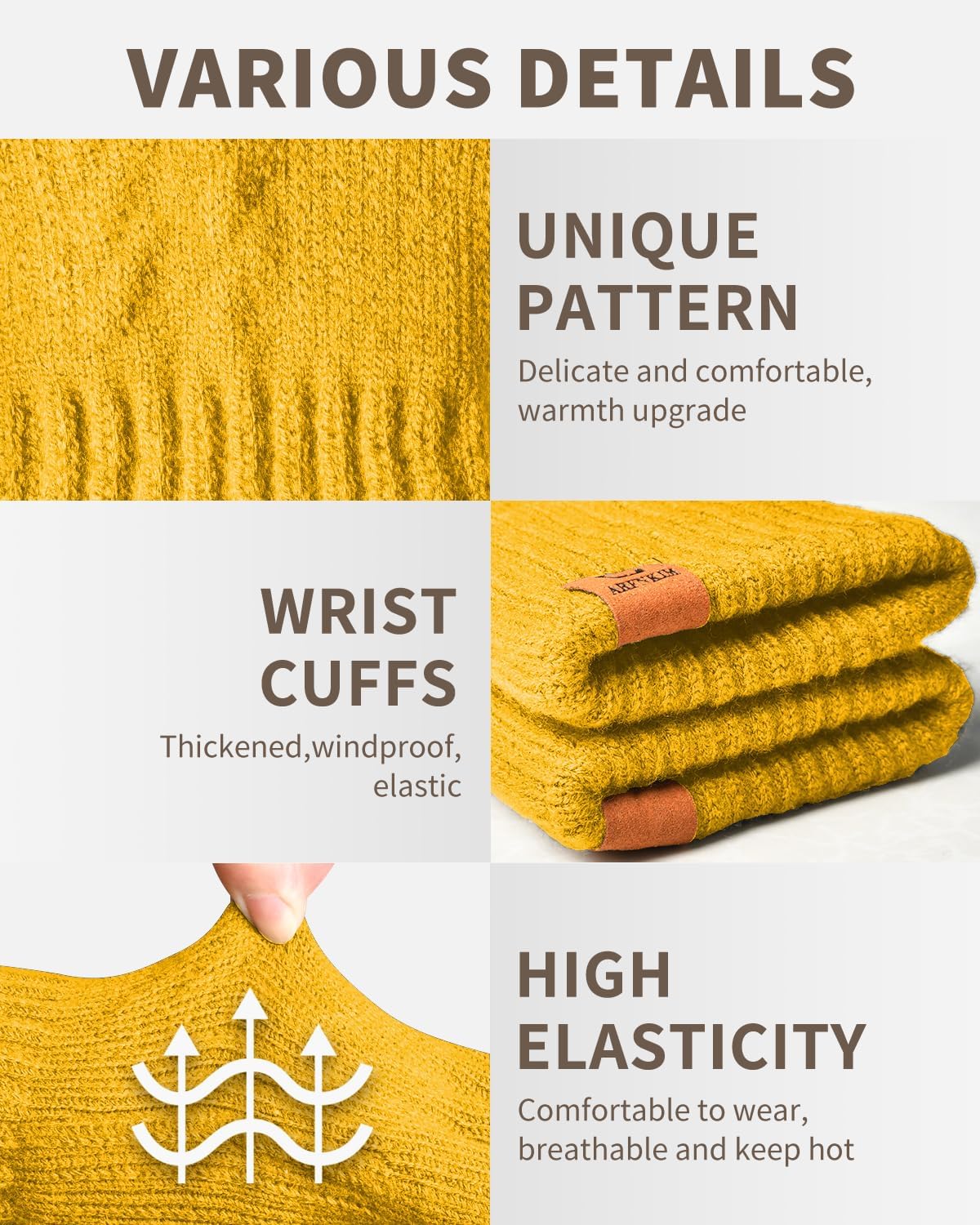 Detalle de ARFNKIM Winter Thermal Touchscreen Gloves — Fleece Lining