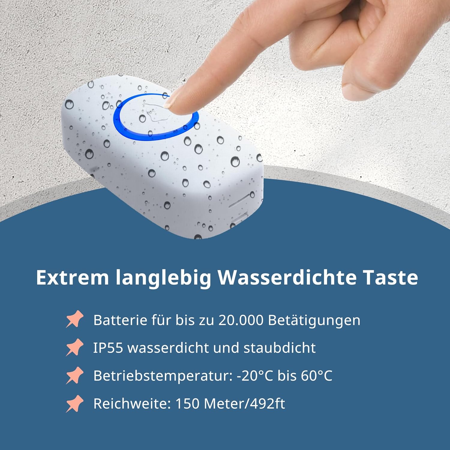 Detalle de VEGATON Funkklingel mit 150 m Reichweite
