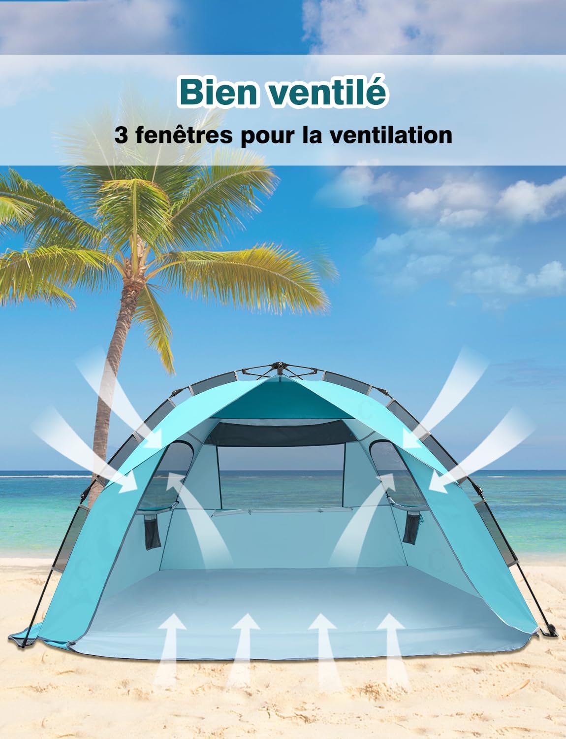 Thumbnail 4 de Glymnis Large Pop Up Beach Tent (for 4-6), Instant Automatic UV Sun Shelter