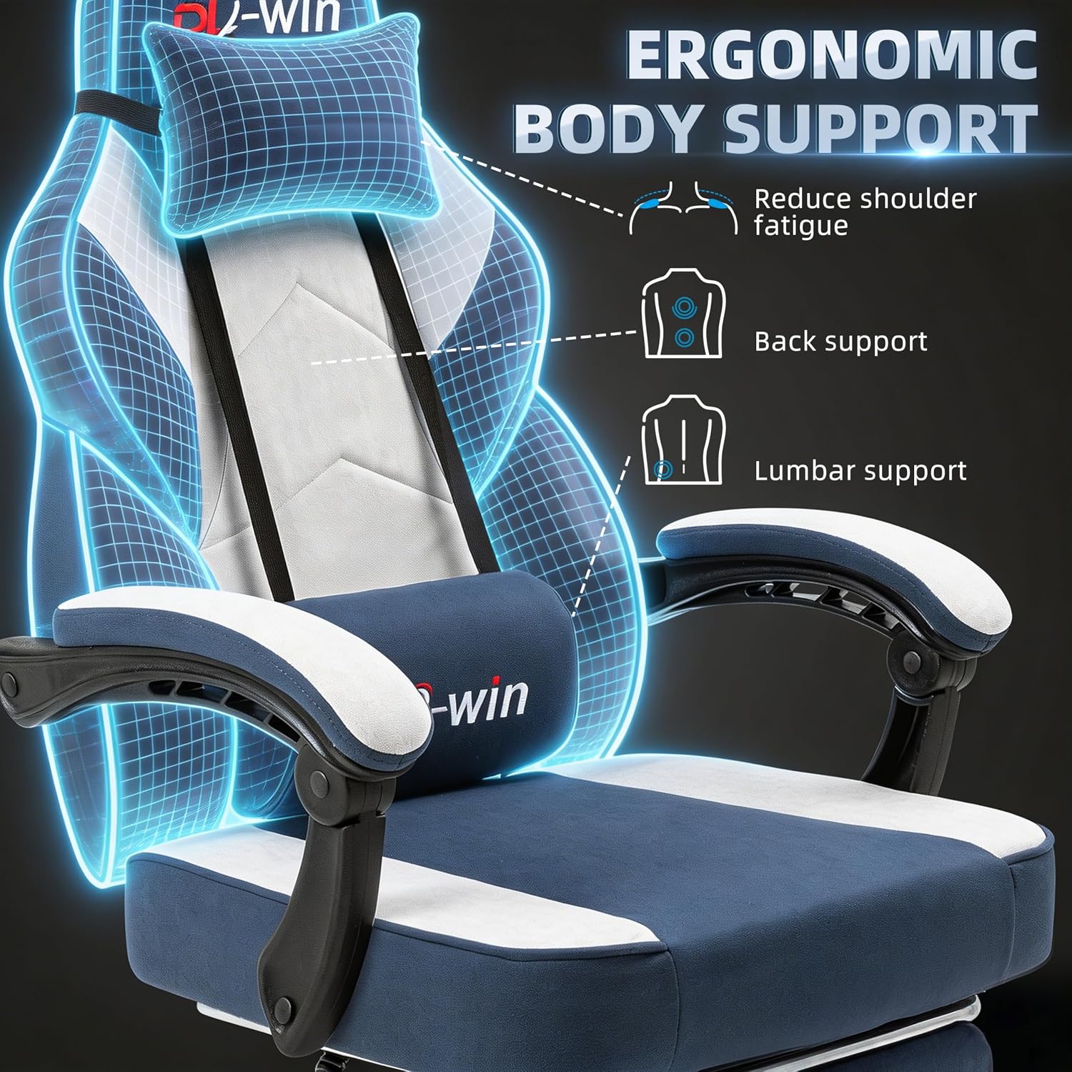 Detalle 2 de Shintenchi Fabric Gaming Chair