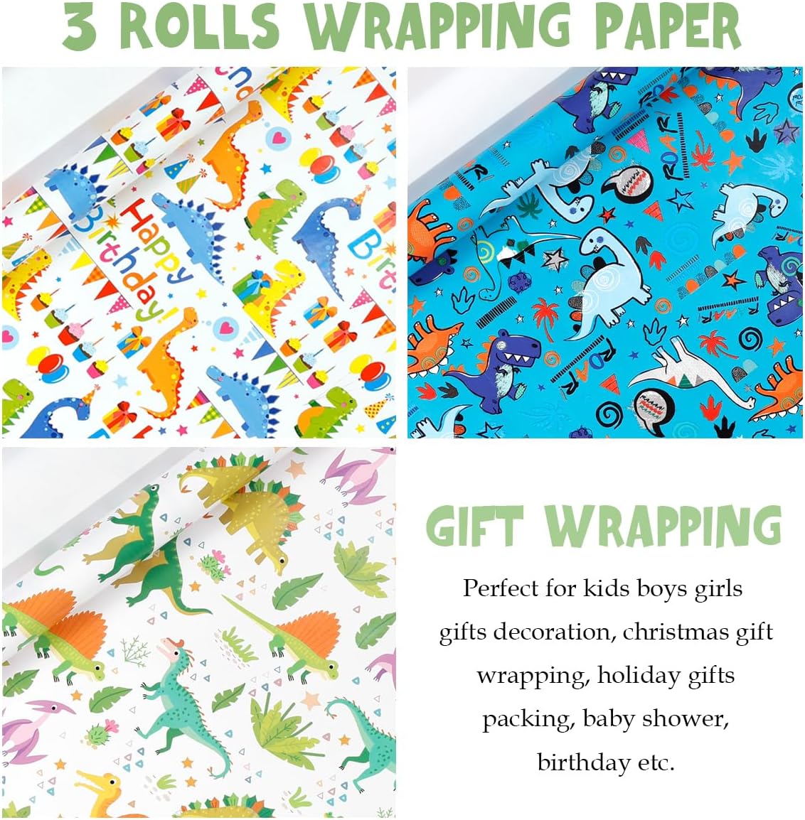Thumbnail 2 de Dinosaur Wrapping Paper 3 Rolls