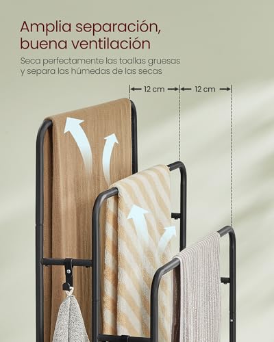 Detalle 2 de VASAGLE Porte Serviette Salle de Bain, 3 barres,