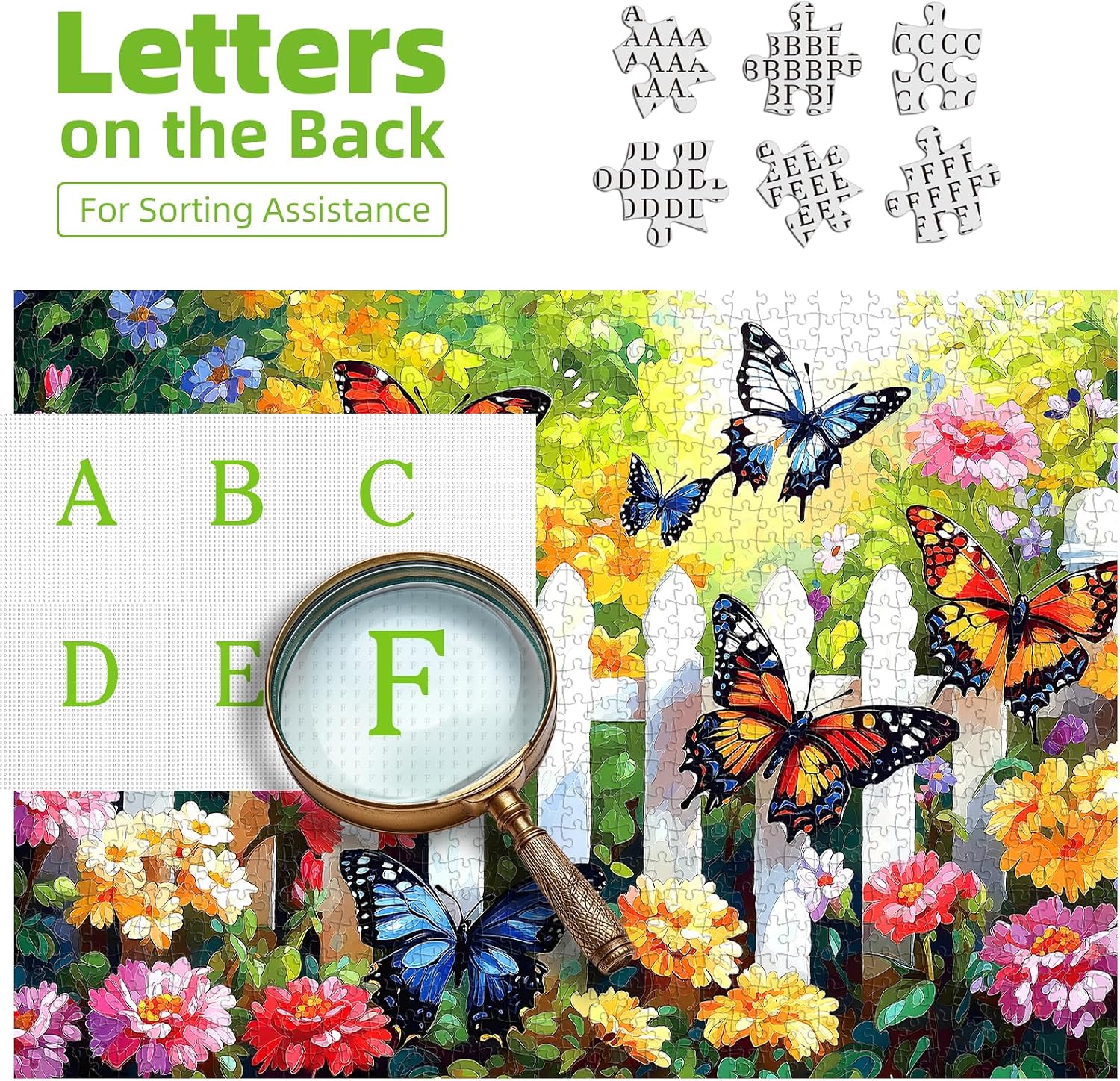 Detalle de MINIWAN 500-Piece Butterfly Garden Jigsaw Puzzle (23x15 in) with Irregular Pieces