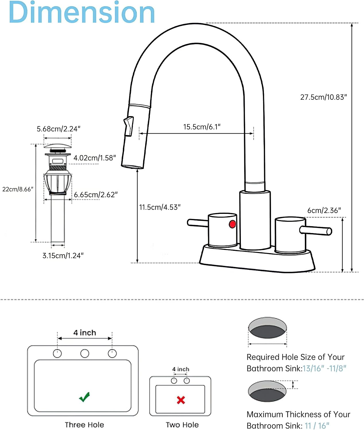 Detalle 2 de FONVETH Bathroom Faucet, 304 Stainless Steel