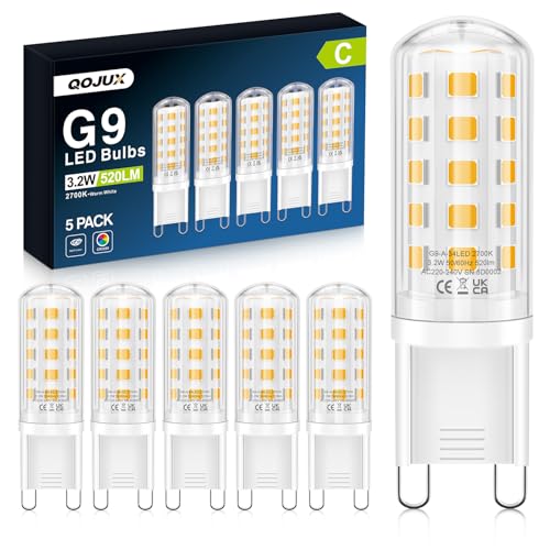 Detalle de QOJUX G9 LED Warmweiß 3.2W, 520 lm – 2700K, 34 LEDs, G9 Sockel, 5er Pack