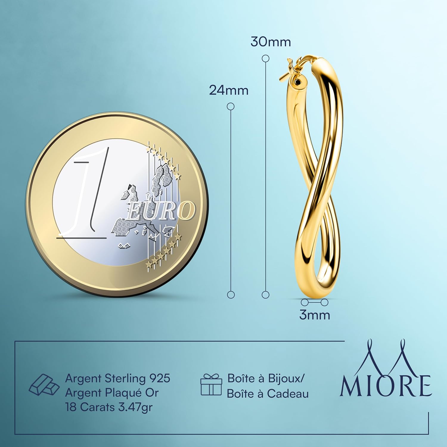 Thumbnail 2 de MIORE Bijoux Créoles Argent 30 mm