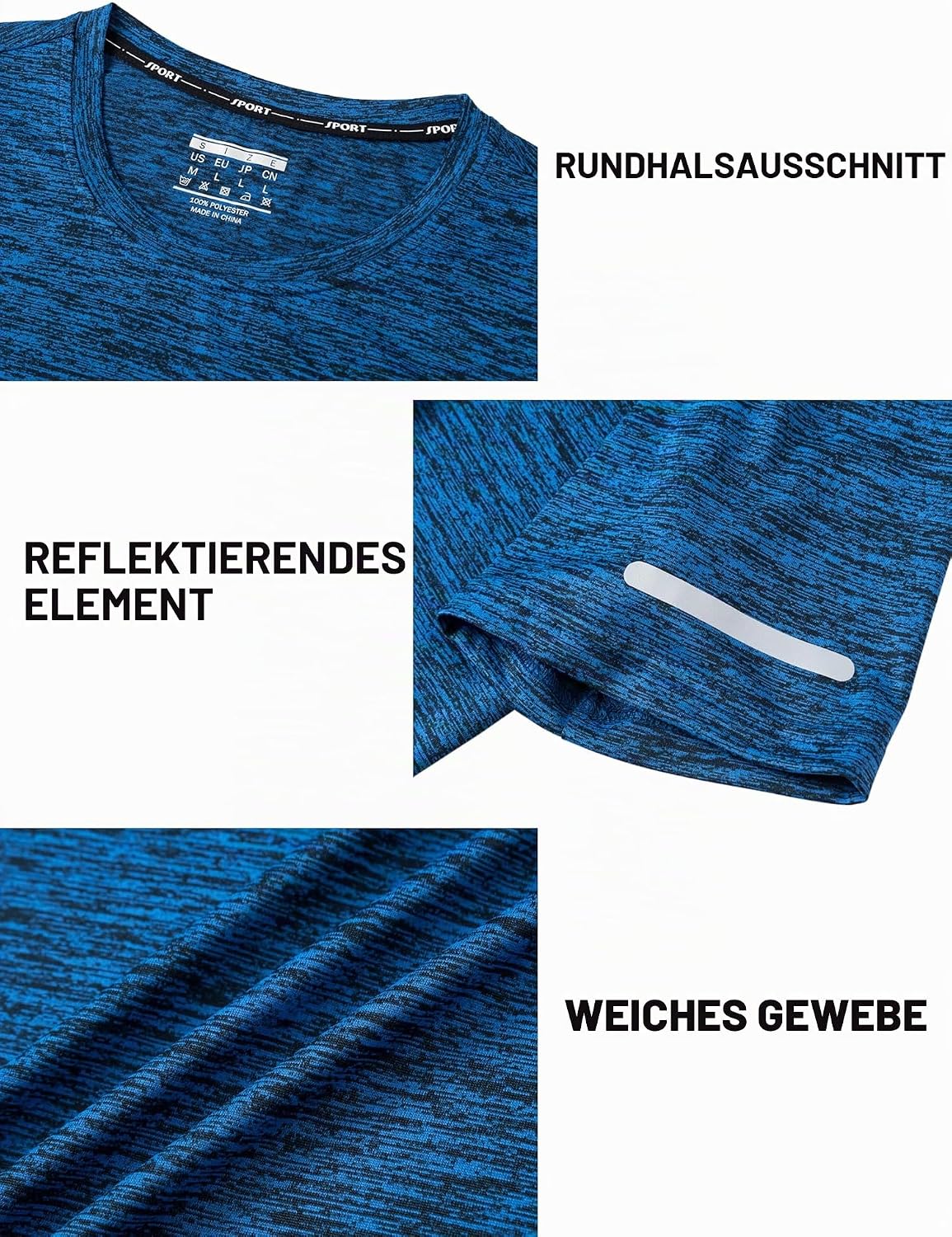 Thumbnail 3 de TACVASEN Herren Meliertes Sport T-Shirt