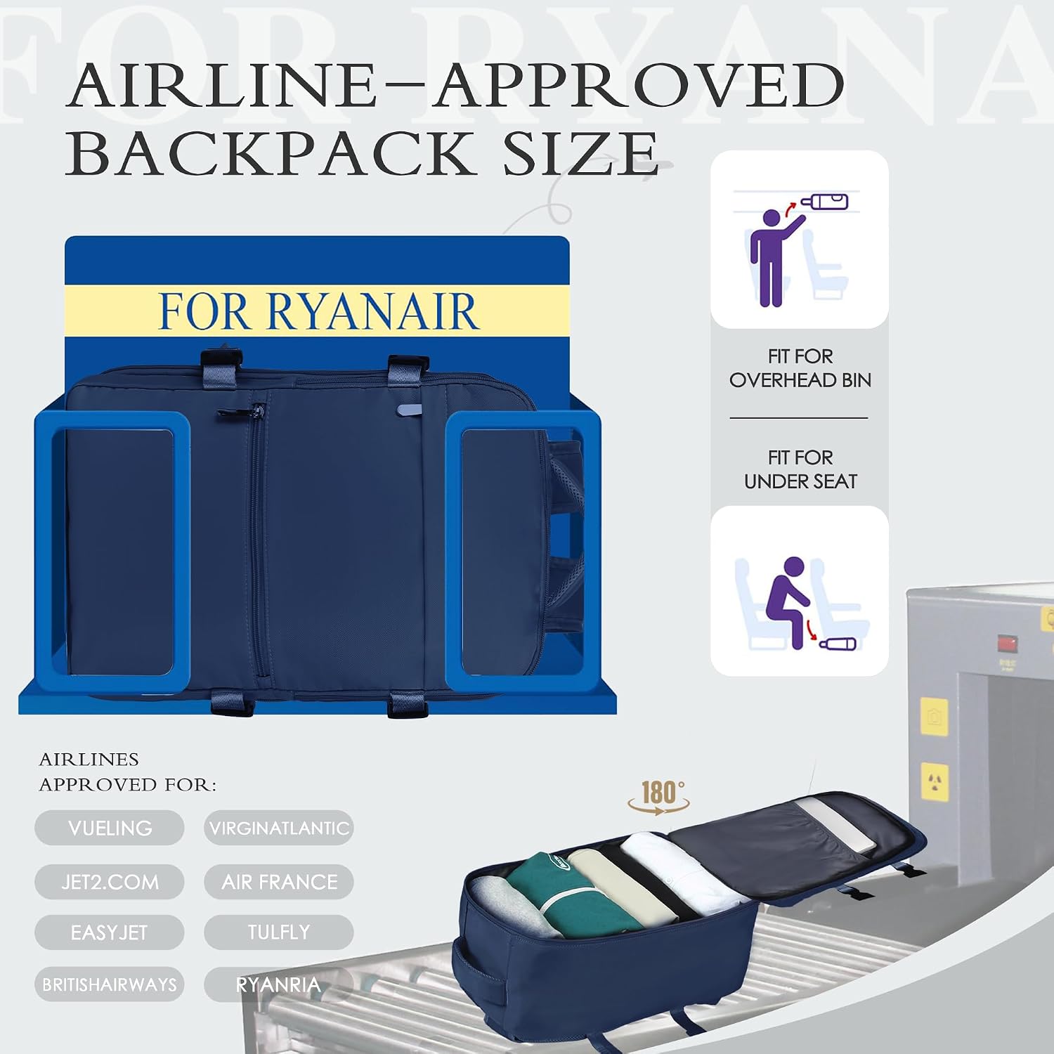 Detalle 2 de WOUIYO Cabin Bag 40x30x20 Waterproof backpack