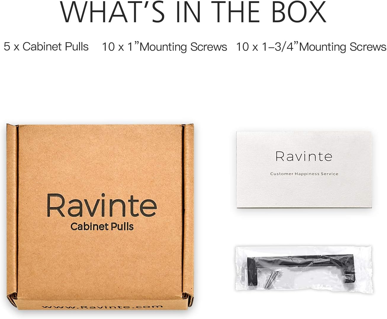 Thumbnail 6 de Ravinte FX-5IN-HS-5 Square Cabinet Pulls, Matte Black Stainless Steel, 5-Pack