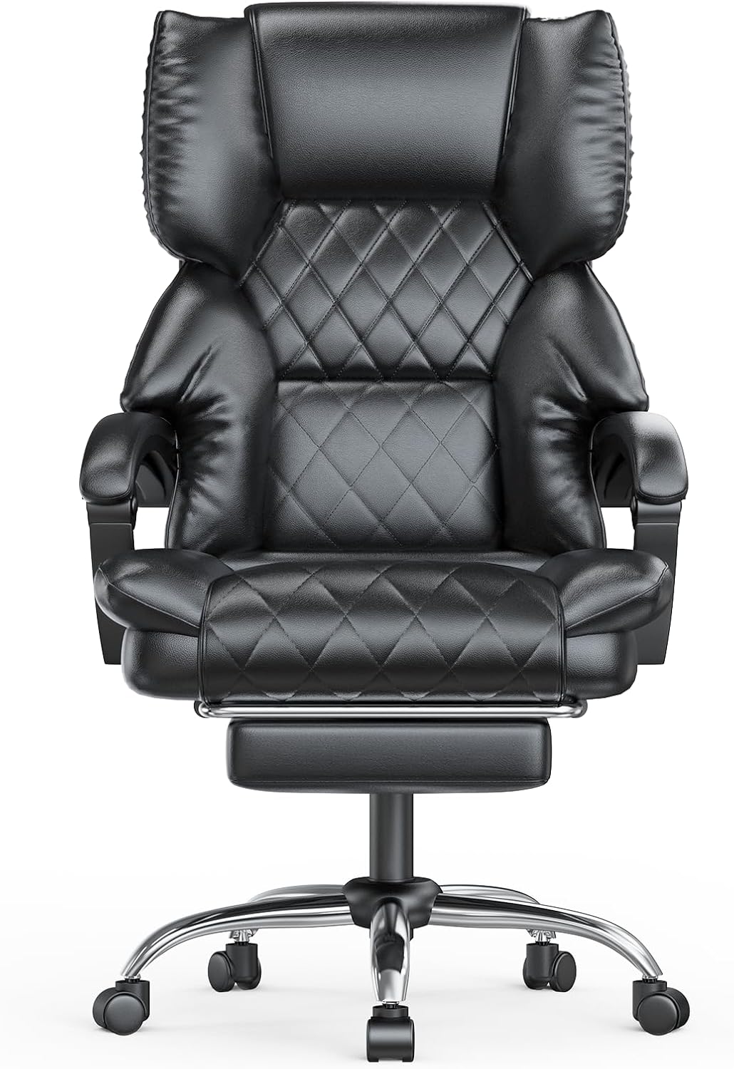 Detalle de naspaluro Sedia da ufficio ergonomica reclinabile con poggiapiedi e schienale alto in PU nera