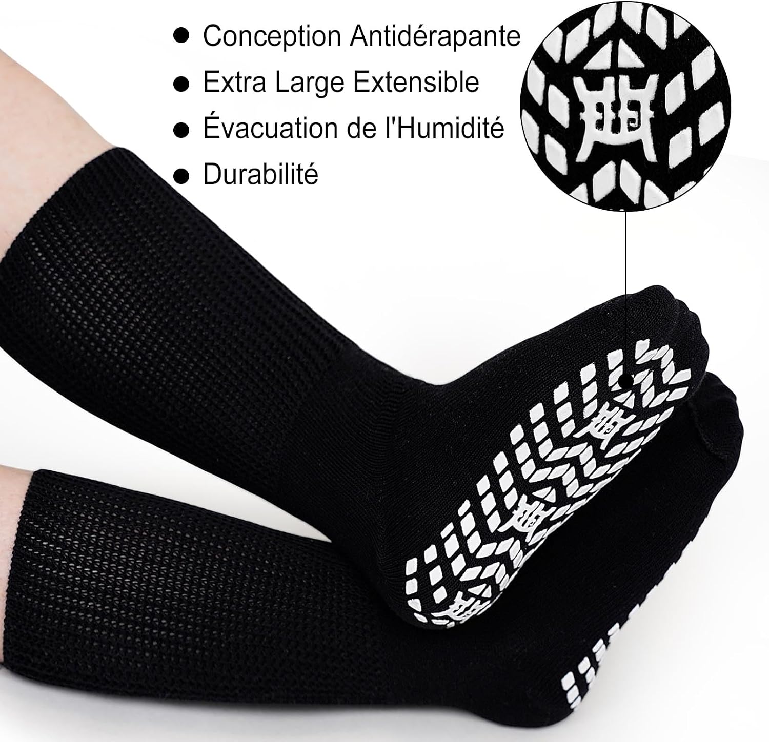Detalle 2 de LOFIR chaussettes diabétiques antidérapantes extra larges (sans couture), coton, lot de 3 paires