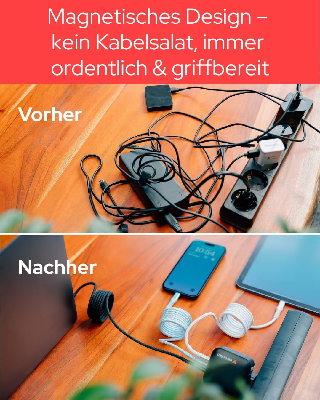 Thumbnail 4 de Verbatim Sync & Charge 60W magnetisches USB‑C Ladekabel (120 cm) – rosa