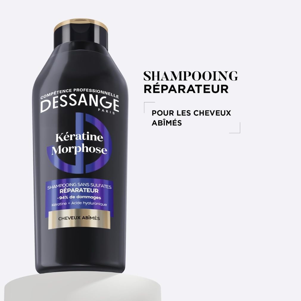 Detalle de DESSANGE Routine Cheveux Réparatrice & Morphose – Shampoing 280 ml + Masque 280 ml + Soin Sans Rinçage 50 ml