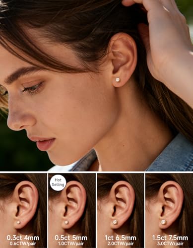 Thumbnail 1 de MomentWish Moissanita Pendientes Oro Mujer | 2 Ct en Plata de Ley 925