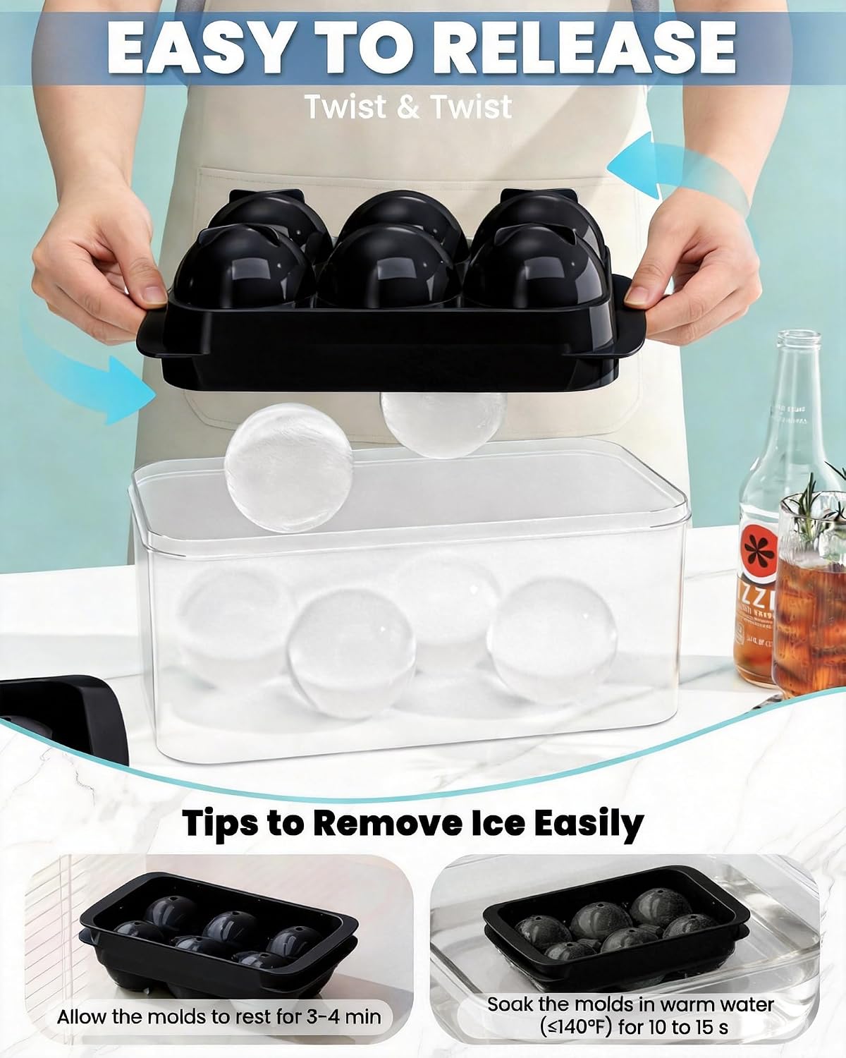 Thumbnail 2 de Cigorea Round Ice Cube Tray 1.93-Inch