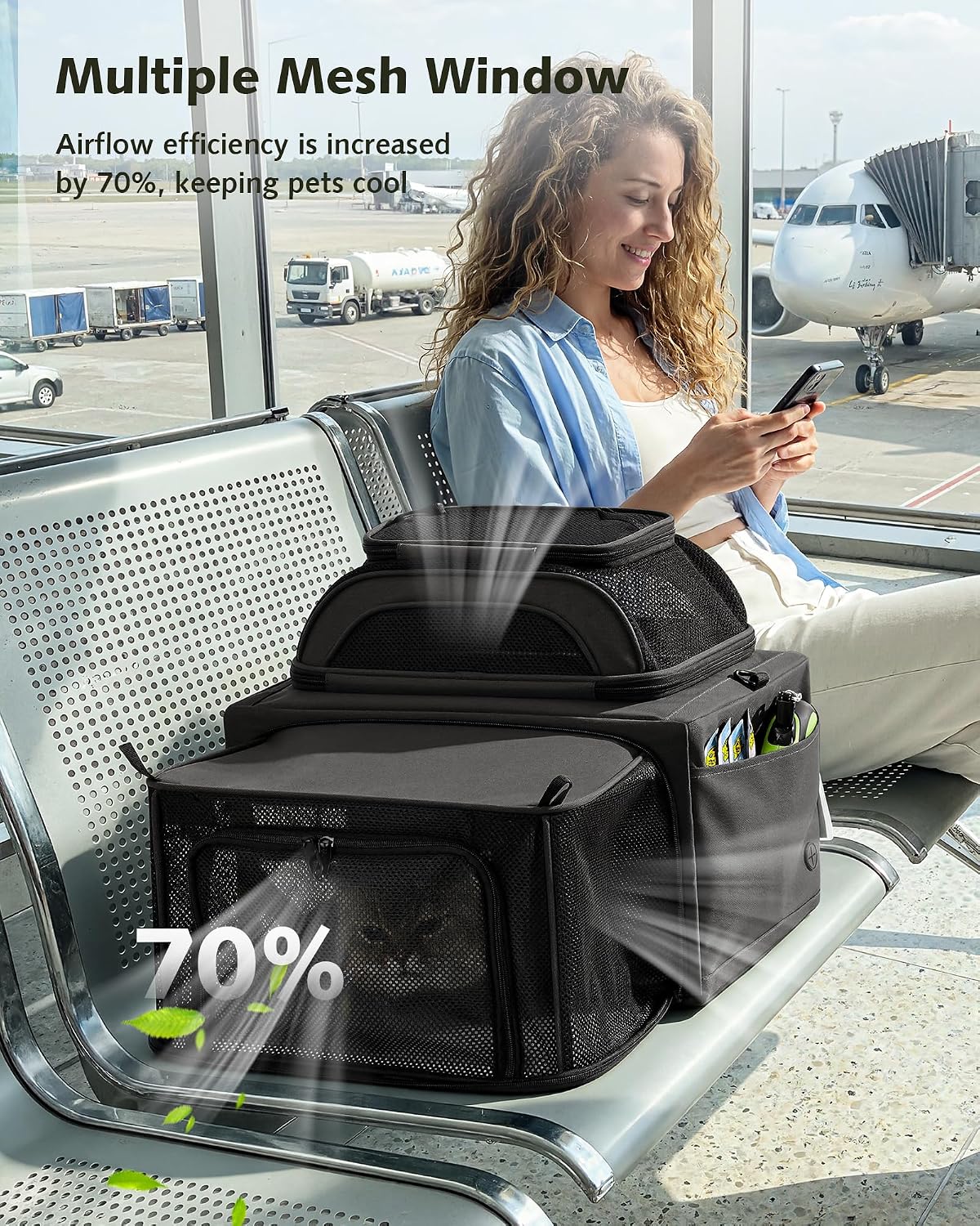 Detalle de Pecute Sac de Transport pour Chat – Tapis Pipi imperméable, extensible et pratique