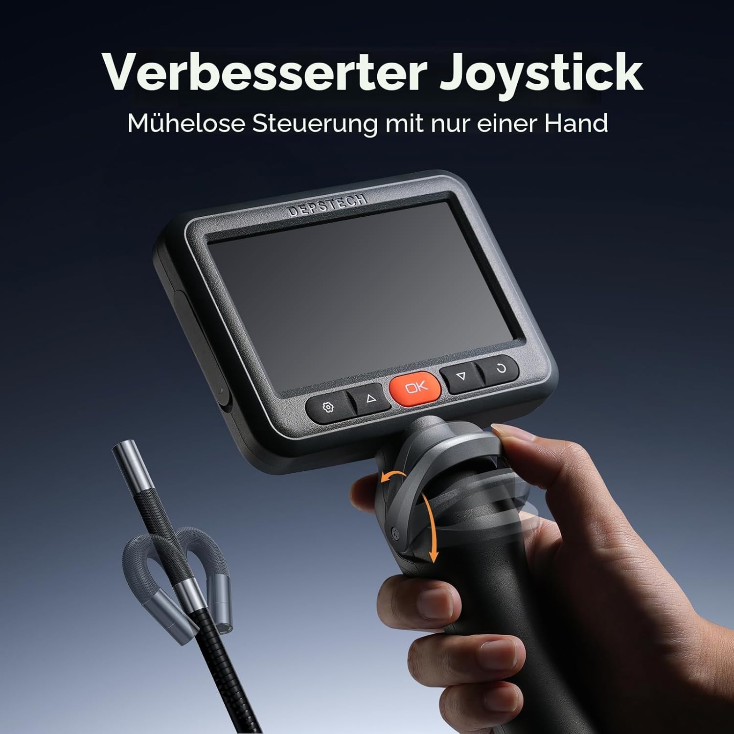 Detalle de DEPSTECH 210° drehbare Endoskopkamera mit Licht, 5-Zoll-IPS und 1080P – 6,2-mm-Rohrkamera