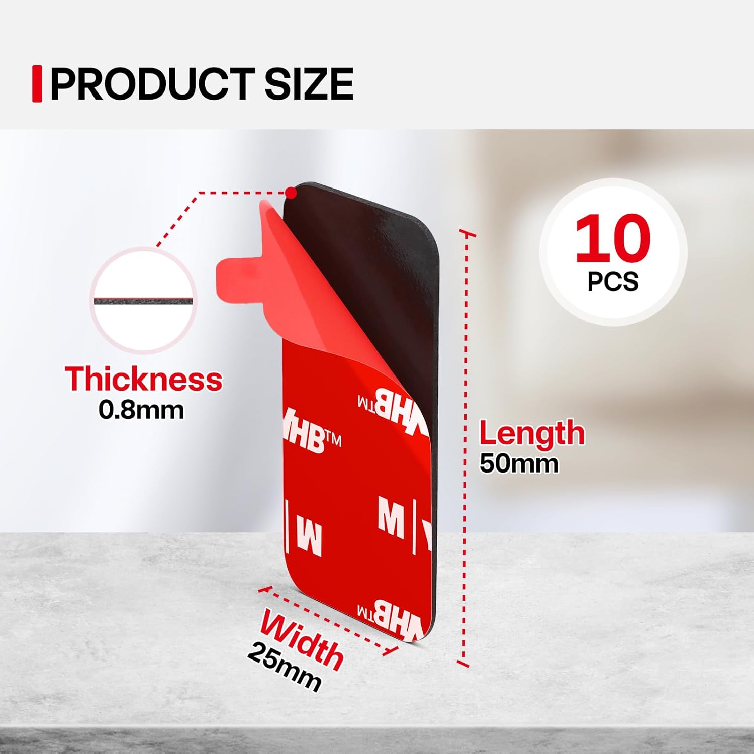 Detalle 2 de Double Sided Sticky Pads (10 Pack) Heavy Duty Acrylic Foam Pads for Dash Cam & Action Camera – 50×25mm