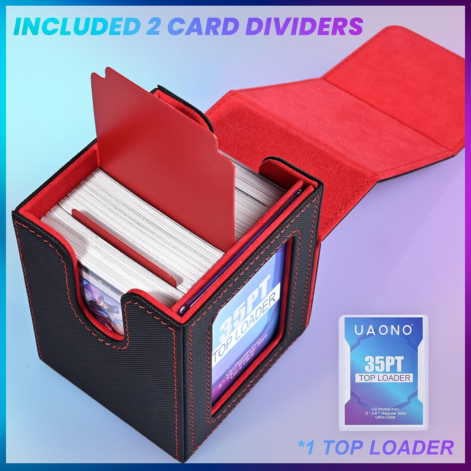 Thumbnail 4 de UAONO Magic Deck Box für MTG Commander (EDH) mit Top Loader, 2 Trennwänden und Magnetschluss