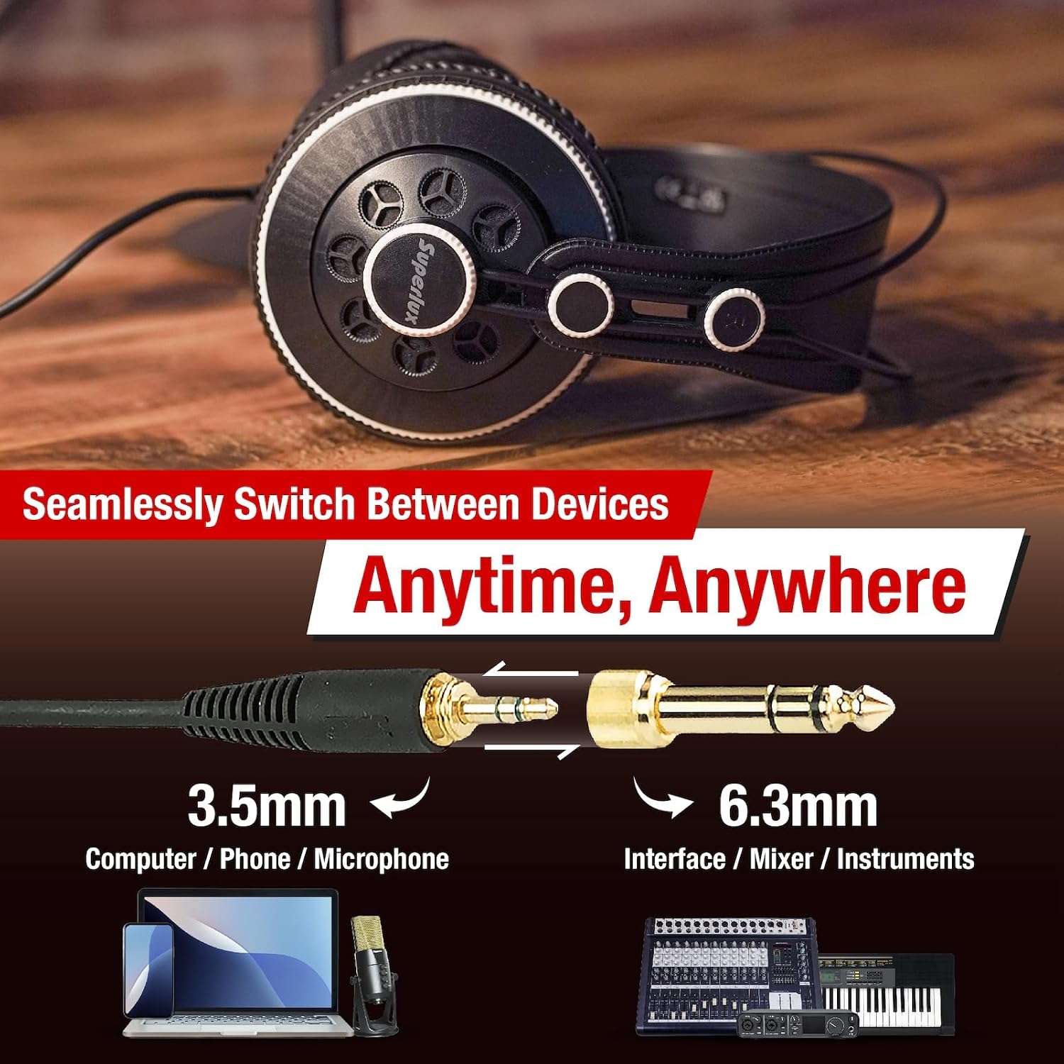 Thumbnail 5 de Superlux HD681F wired headphones, white with 3.5 mm jack