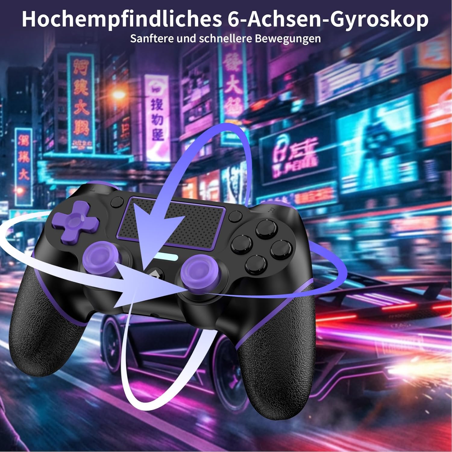 Thumbnail 4 de Reddening PS4 Controller für 2 Stück: kabellose Gamepads für PS4/Pro/Slim und PC mit Turbo, Dual-Vibration & 6-Achsen-Gyro