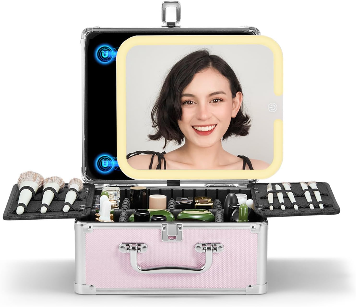 Detalle 2 de OMIRO Makeup Box with LED mirror — Portable Cosmetic Case ✨💄