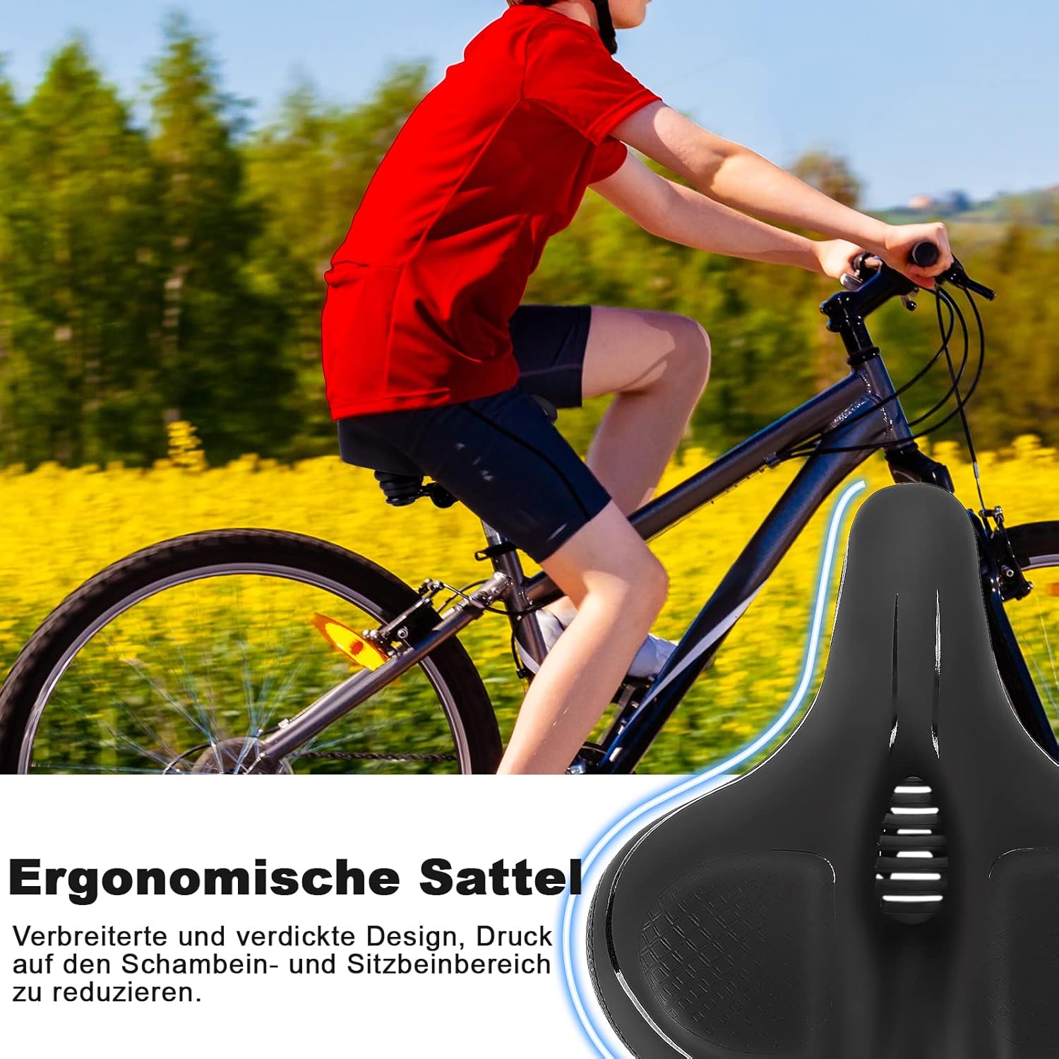 Thumbnail 4 de TONBUX breiter Fahrradsattel für Komfort