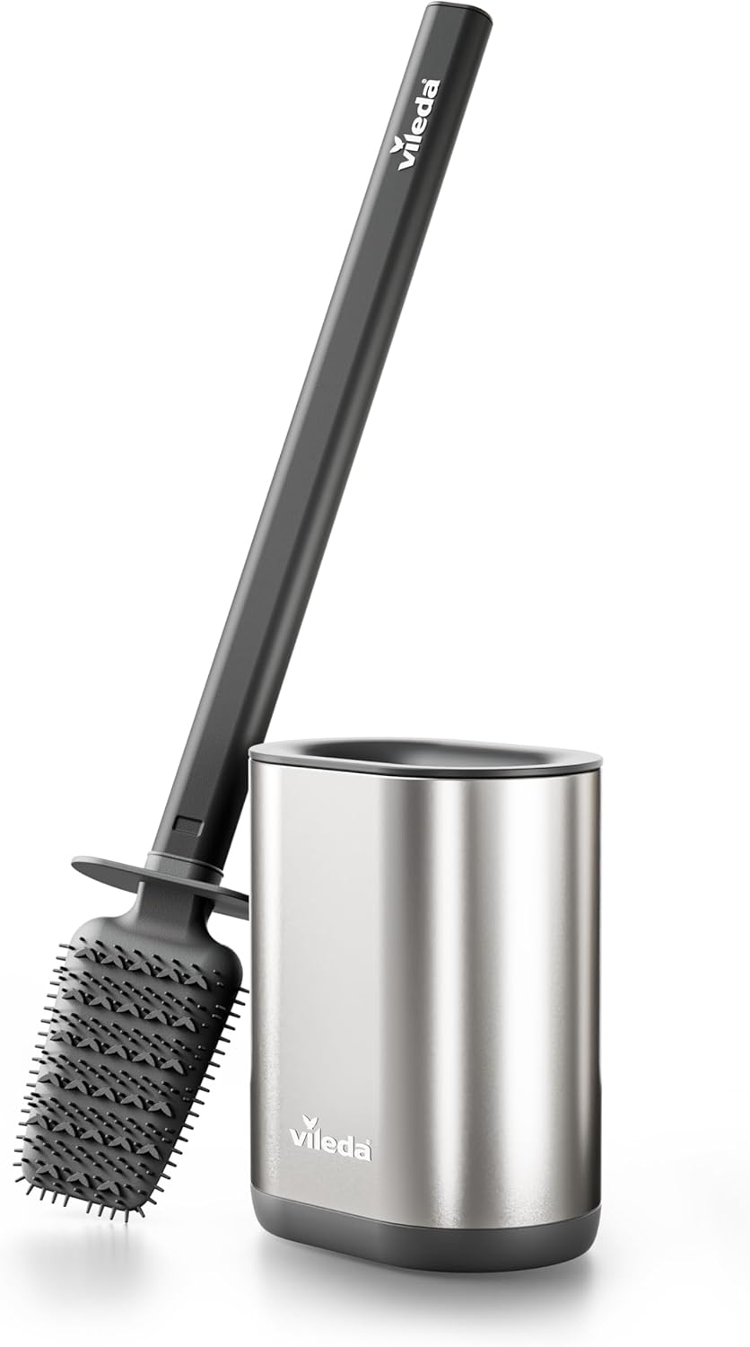 Thumbnail 6 de Vileda Scopino WC in Silicone 2in1 con Porta Scopino – Testa Flessibile, Manico in Acciaio Inox Antiruggine, Grigio