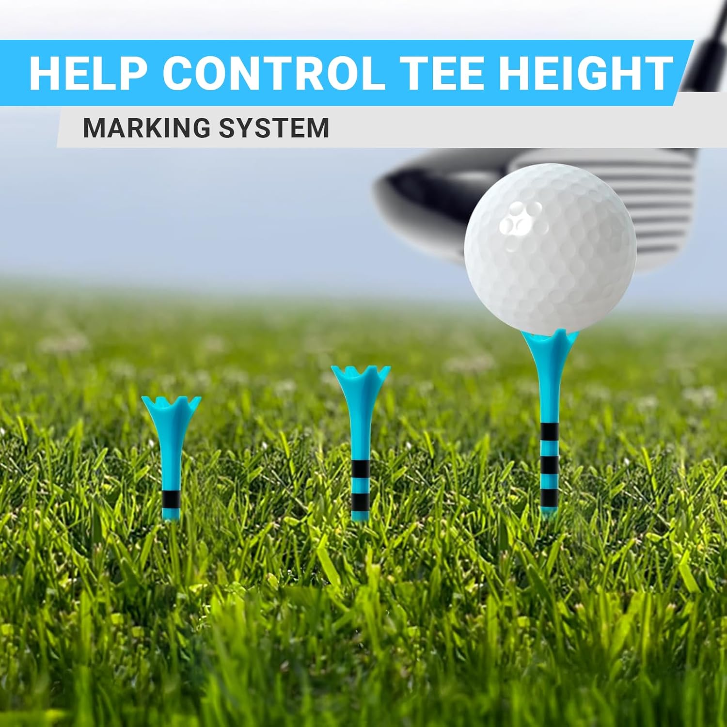 Detalle 2 de Full Choice TE01 Plastic Golf Tees with 4-Prong Heads and Height Markings