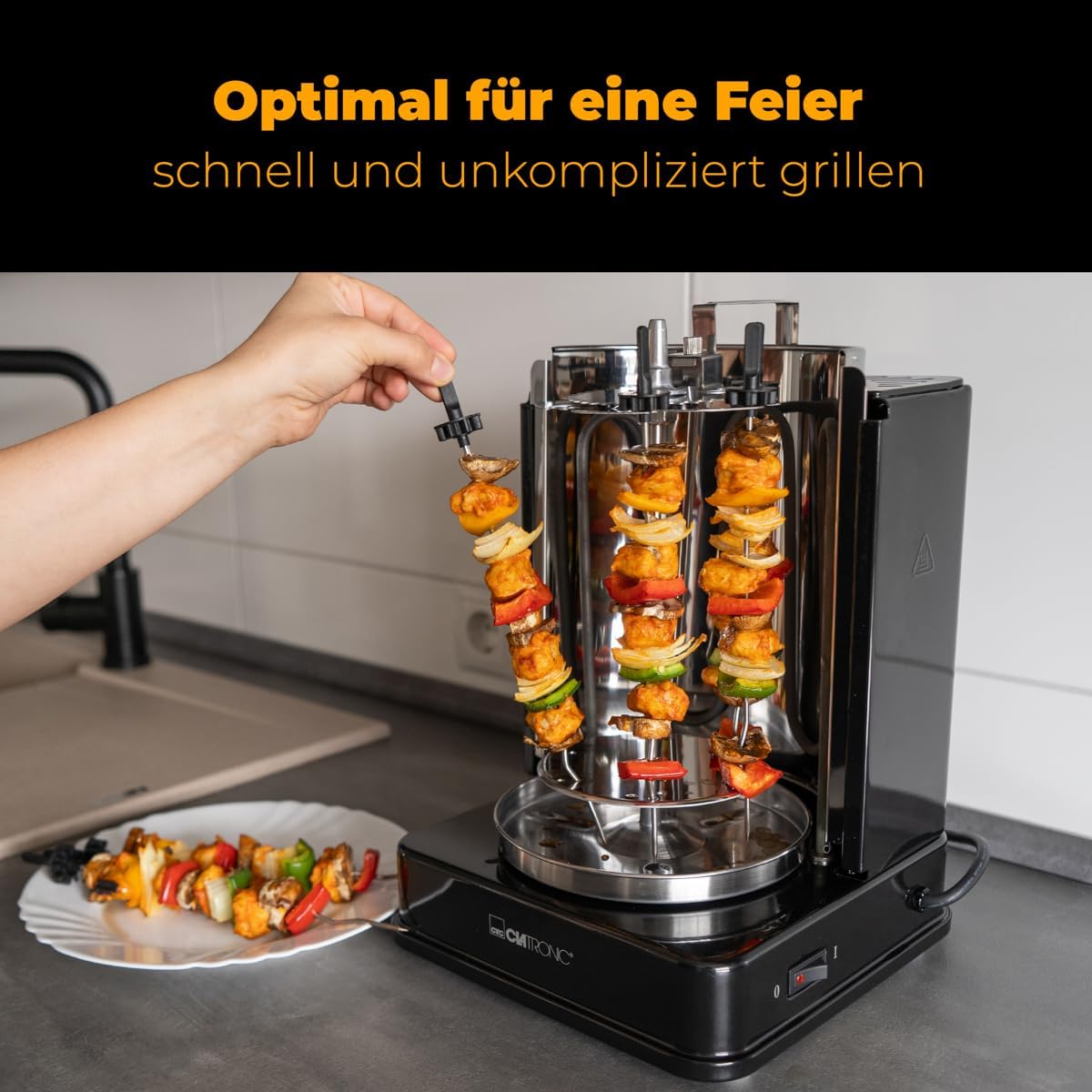 Thumbnail 6 de Clatronic Kebab Multigrill DVG 3686: griglia verticale per gyros, kebab e spiedini con spiedo rotante