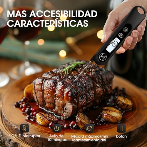 Detalle de DOQAUS Termómetro de Cocina Digital con Lectura en 3 segundos y Sonda Larga