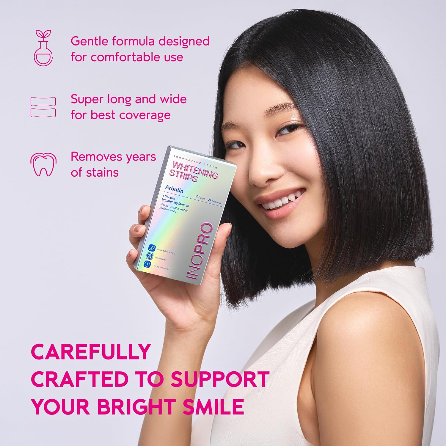 Thumbnail 4 de InoPro Teeth Whitening Strips 21 Treatments Kit – Non-Peroxide, Coconut Oil + Arbutin