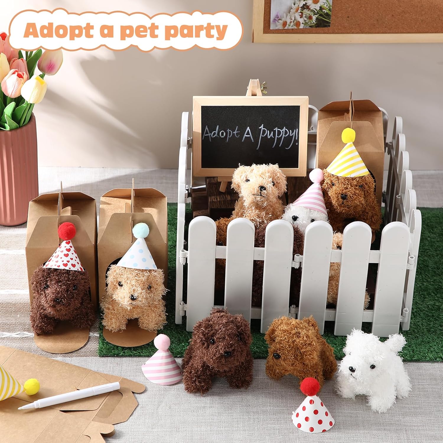 Thumbnail 1 de Rigibright 56Pcs Adopt A Puppy Party Favors Mini Plush Set