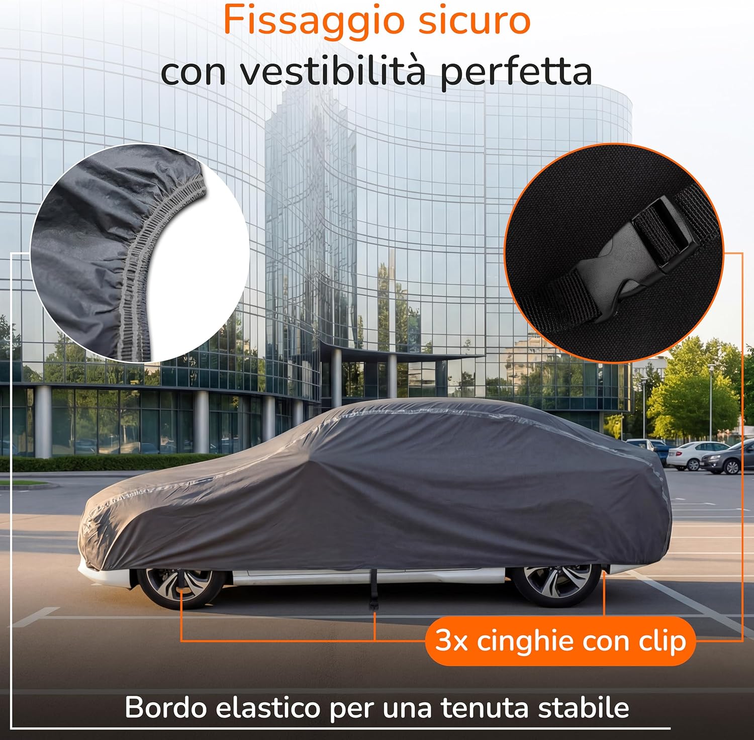 Detalle de Upgrade4cars Telo Copriauto Esterno Premium Versione 2026 Impermeabile – Copertura Completa per Tutte le Stagioni (S 410x177x120 cm)