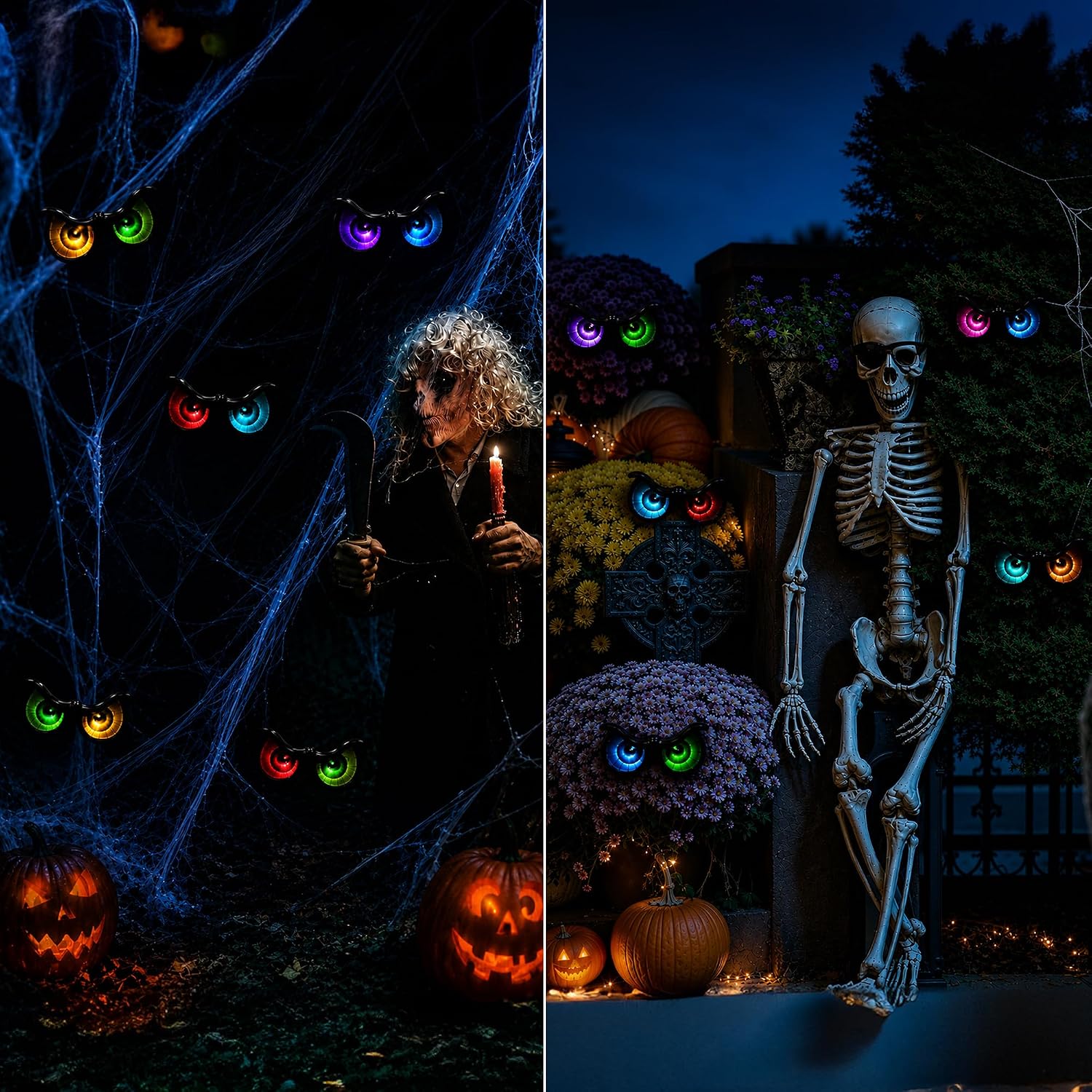Detalle 1 de iShabao Halloween Spooky Eyes Lights, RGB Color-Changing Battery-Operated String