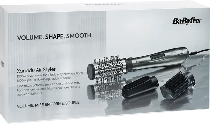 Detalle de BaByliss Xanadu AS261E: Föhn-Bürste mit Ionen, Düse und Smoothing-Aufsatz