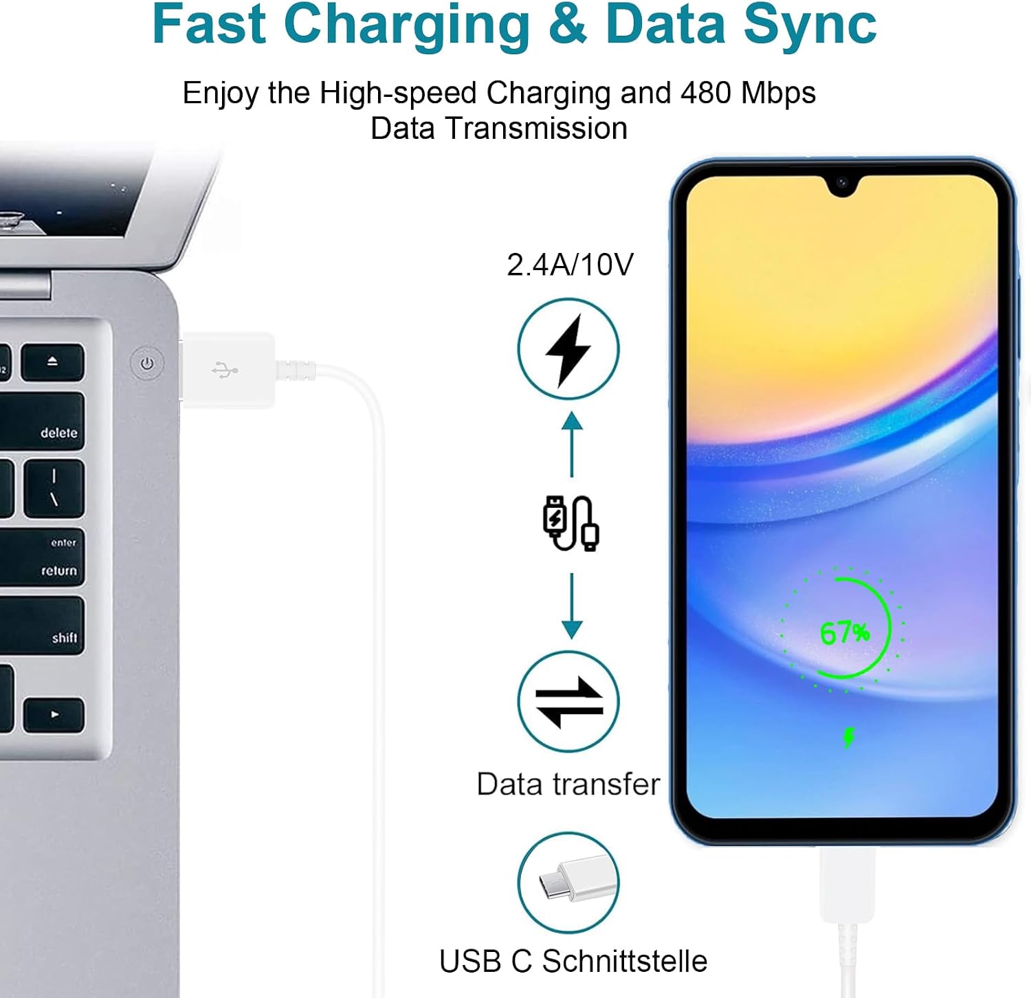 Thumbnail 2 de USB Ladegerät mit USB C Kabel 1,5 m