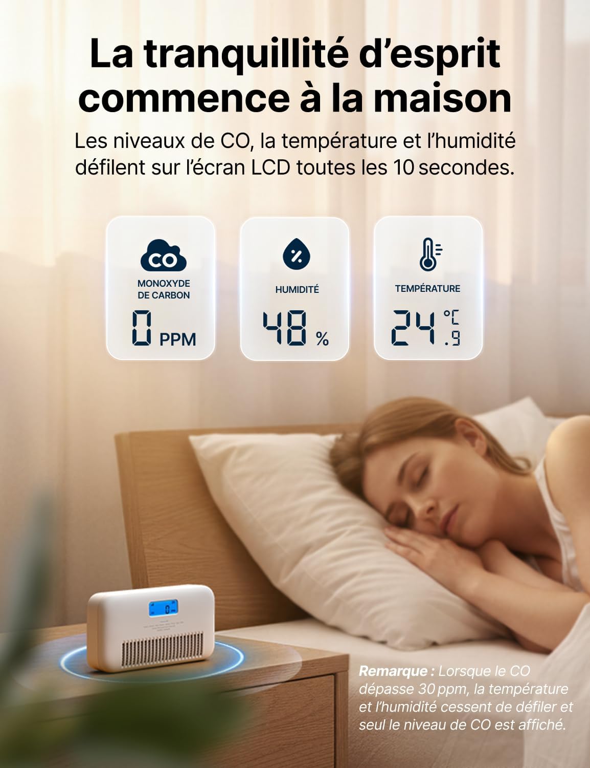 Detalle 2 de X-Sense XC0M-iR détecteur de monoxyde de carbone connecté