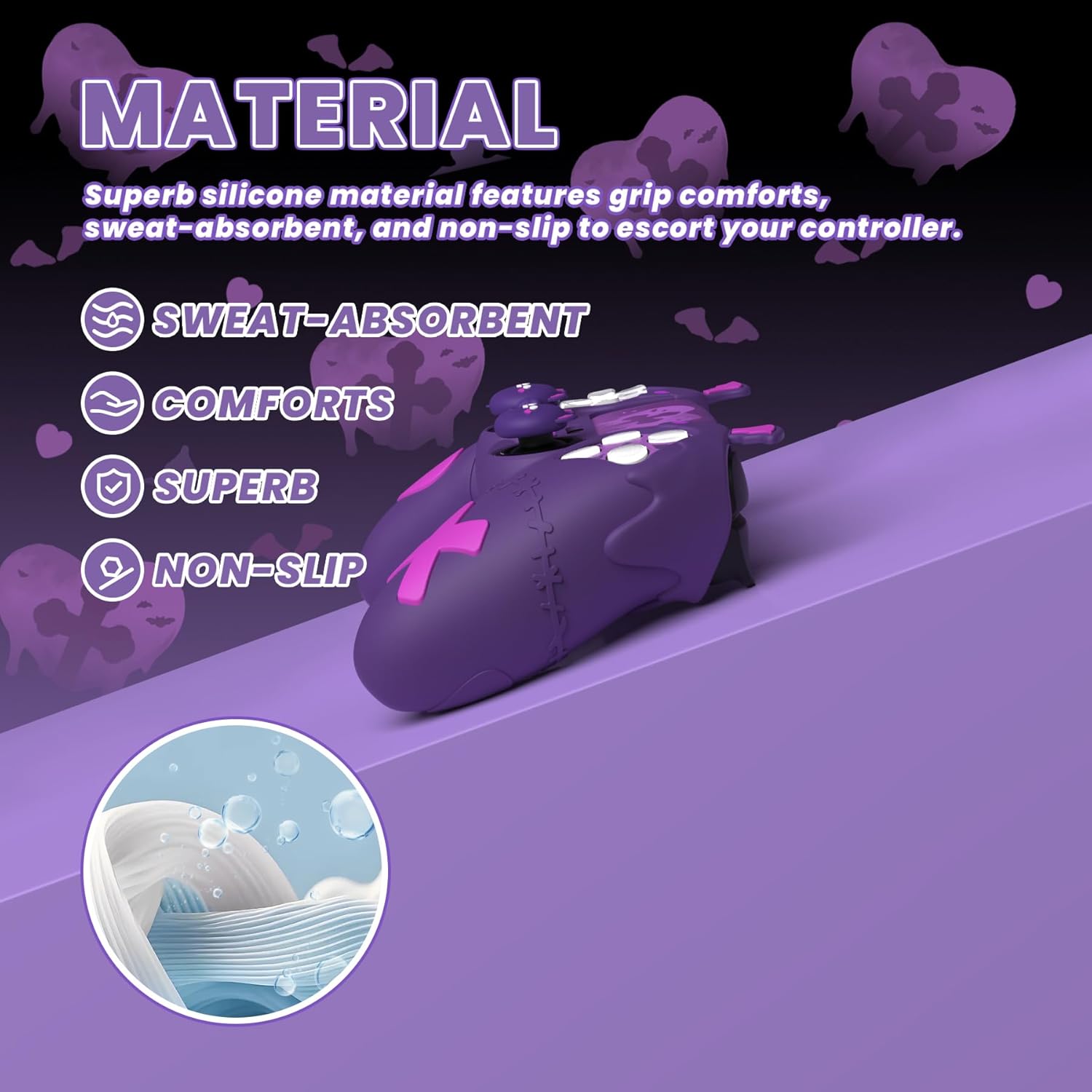 Thumbnail 3 de playvital PlayVital Gothic Imp Series silicone case for PS5 controller in Purple