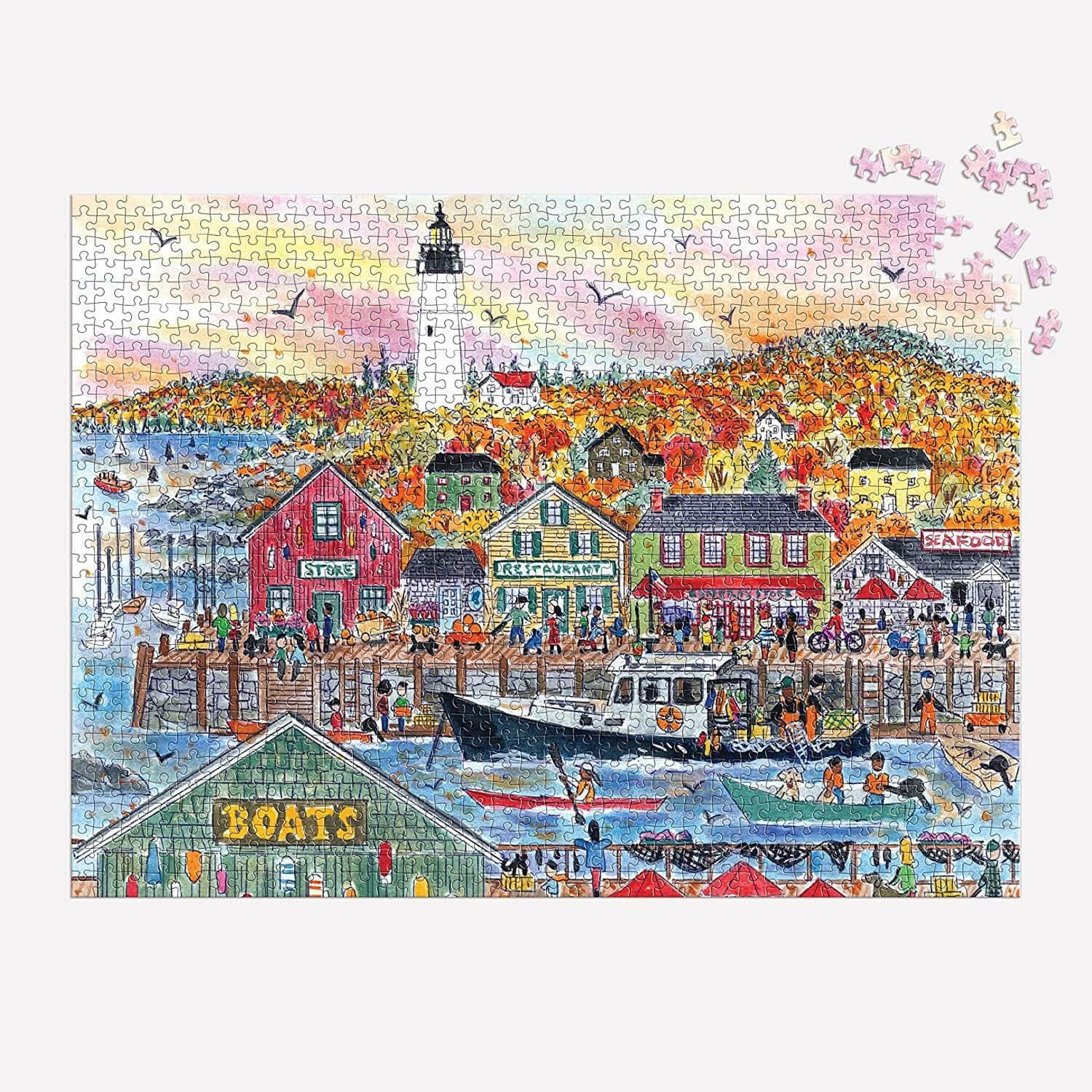 Detalle de Michael Storrings Autumn By the Sea 1000-Piece Puzzle by Galison
