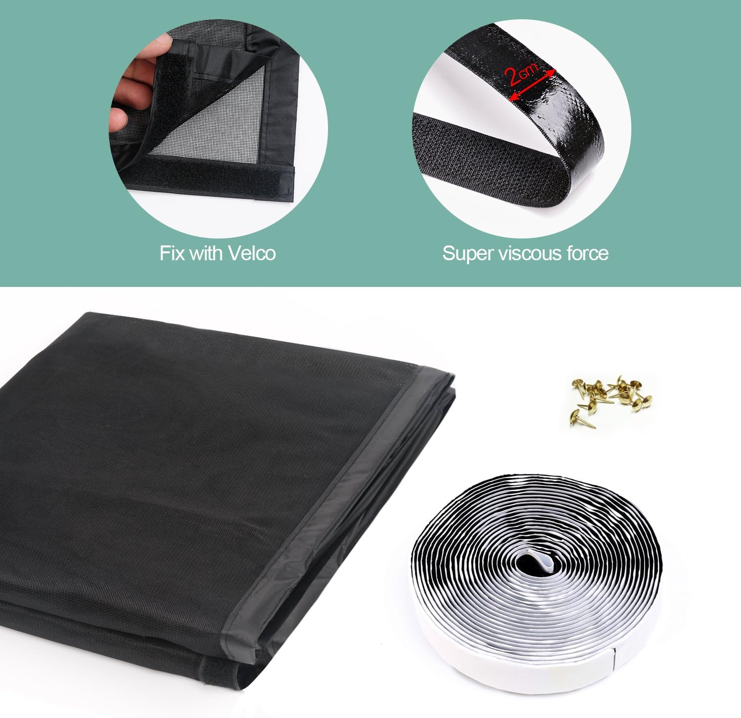 Thumbnail 5 de MYCARBON zanzariera magnetica per porta finestra 90x210 cm con chiusura automatica, rete anti mosche nera